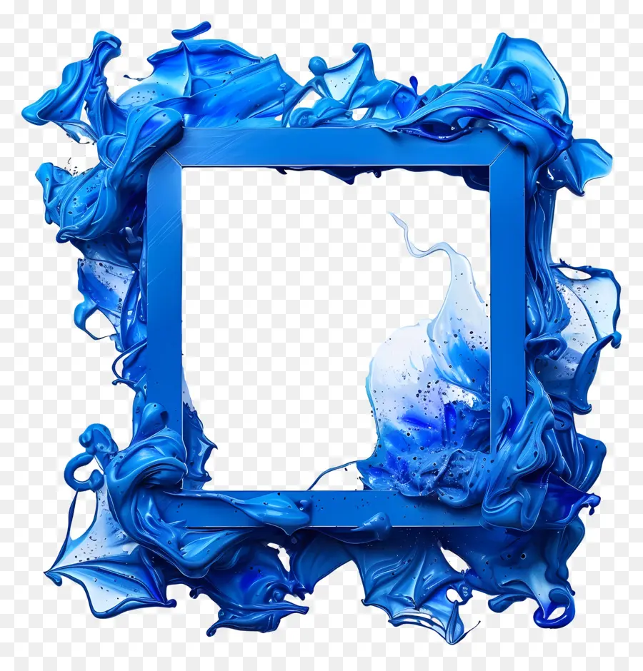 Quadro Azul Quadrado，Aquarela PNG
