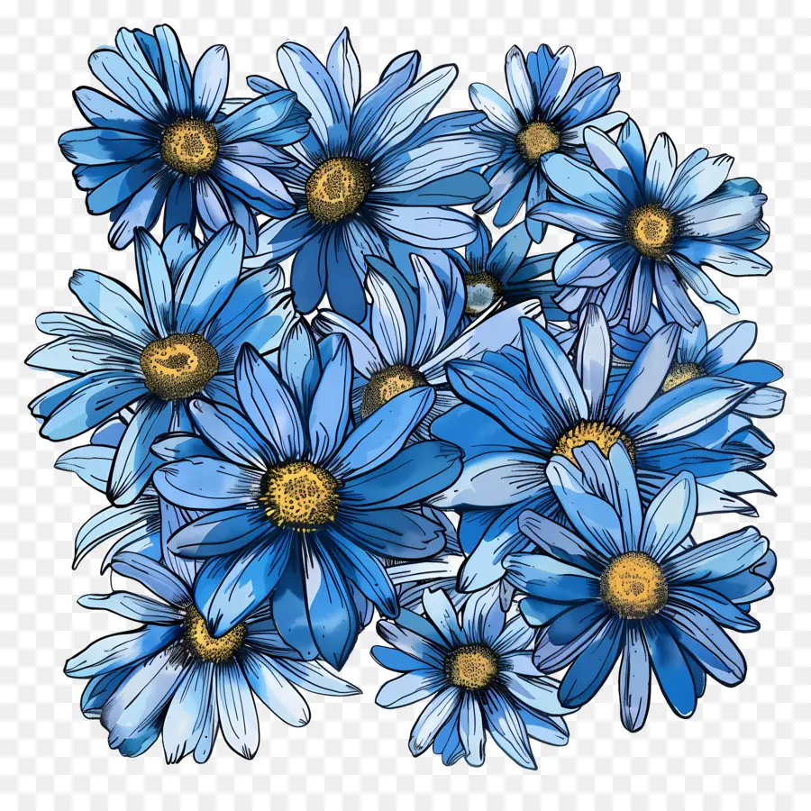 Margaridas Azuis，Flores Azuis PNG