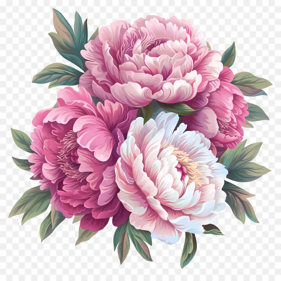 Peonies Bouquet，Peônias Rosa PNG