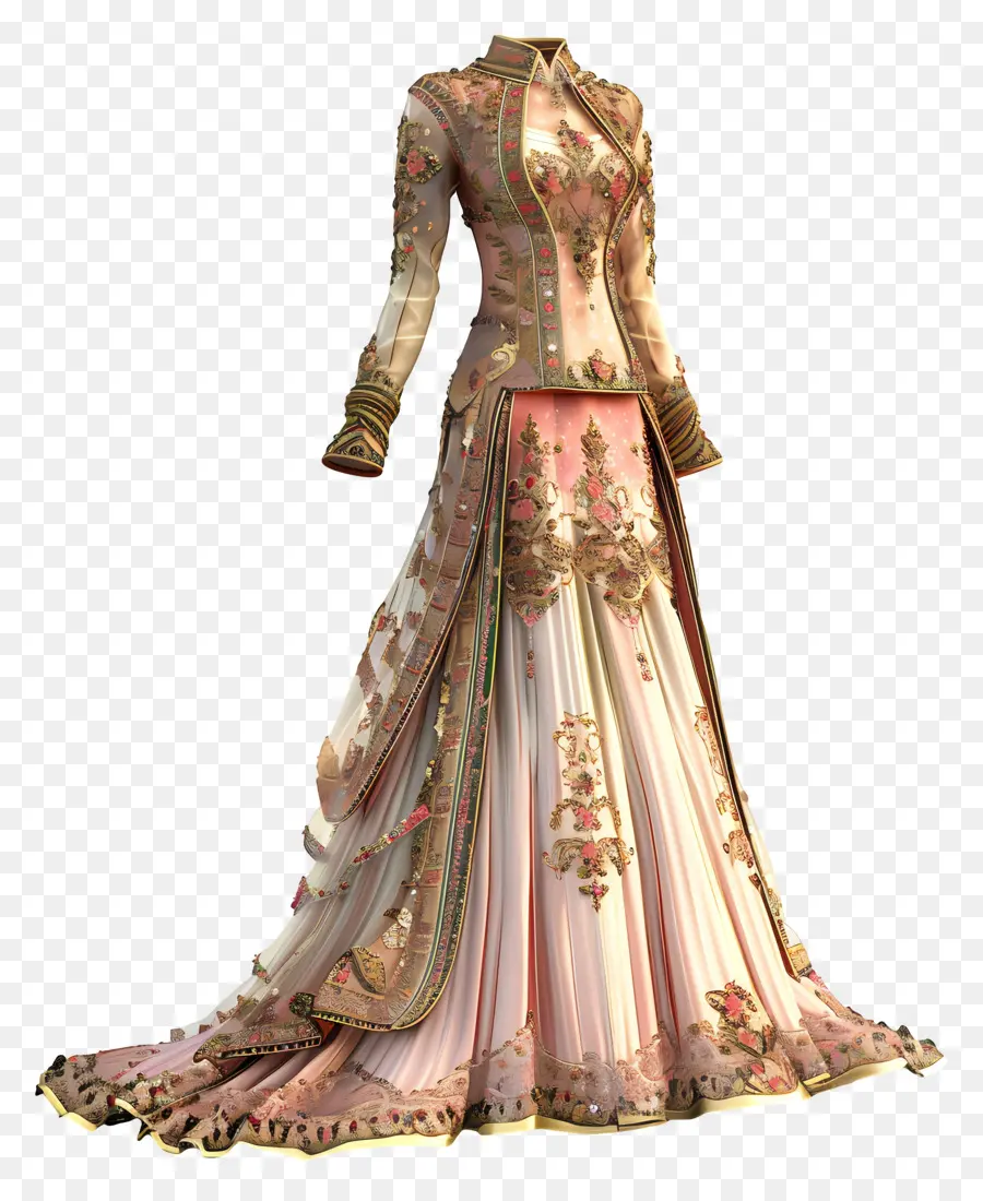 Vestido De Noiva Indiano，Vestido De Renda Rosa PNG