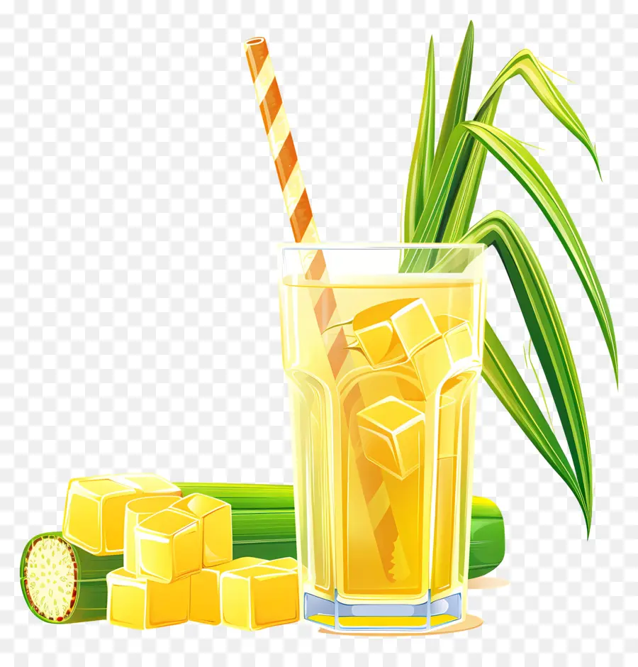 Cana De Açúcar Suco De，Amarelo Bebida PNG