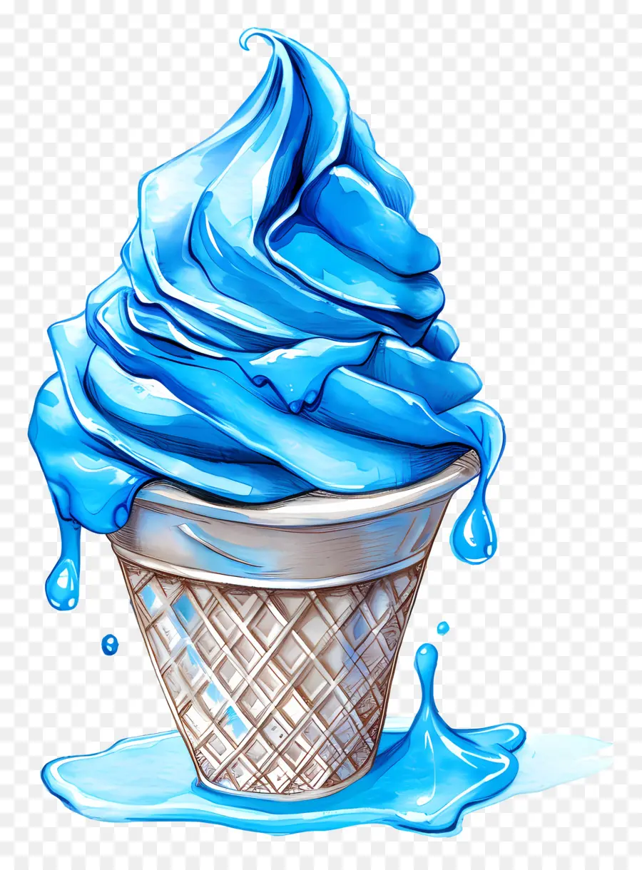 Blue Ice Cream，Pintura Em Aquarela PNG