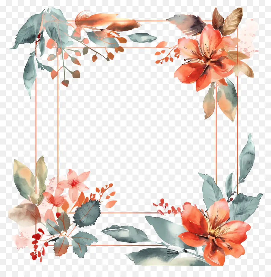 Quadro，Quadro Floral Em Aquarela PNG