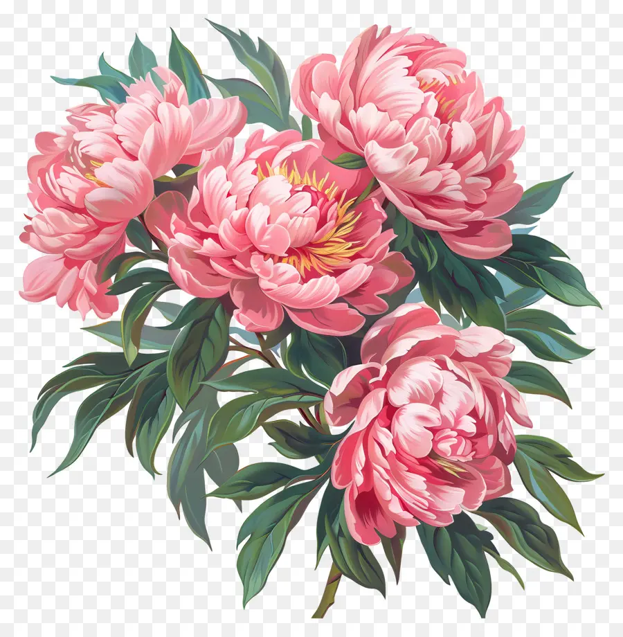 Peônias Rosa，Buquê PNG