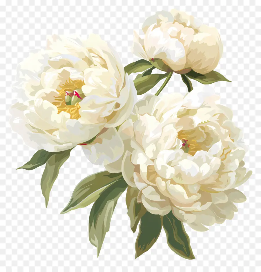 Peônias Brancas，Flores Peônias Brancas PNG