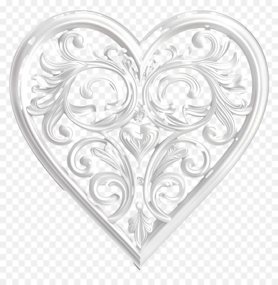 Branco Coração，Heartshaped Decoração PNG