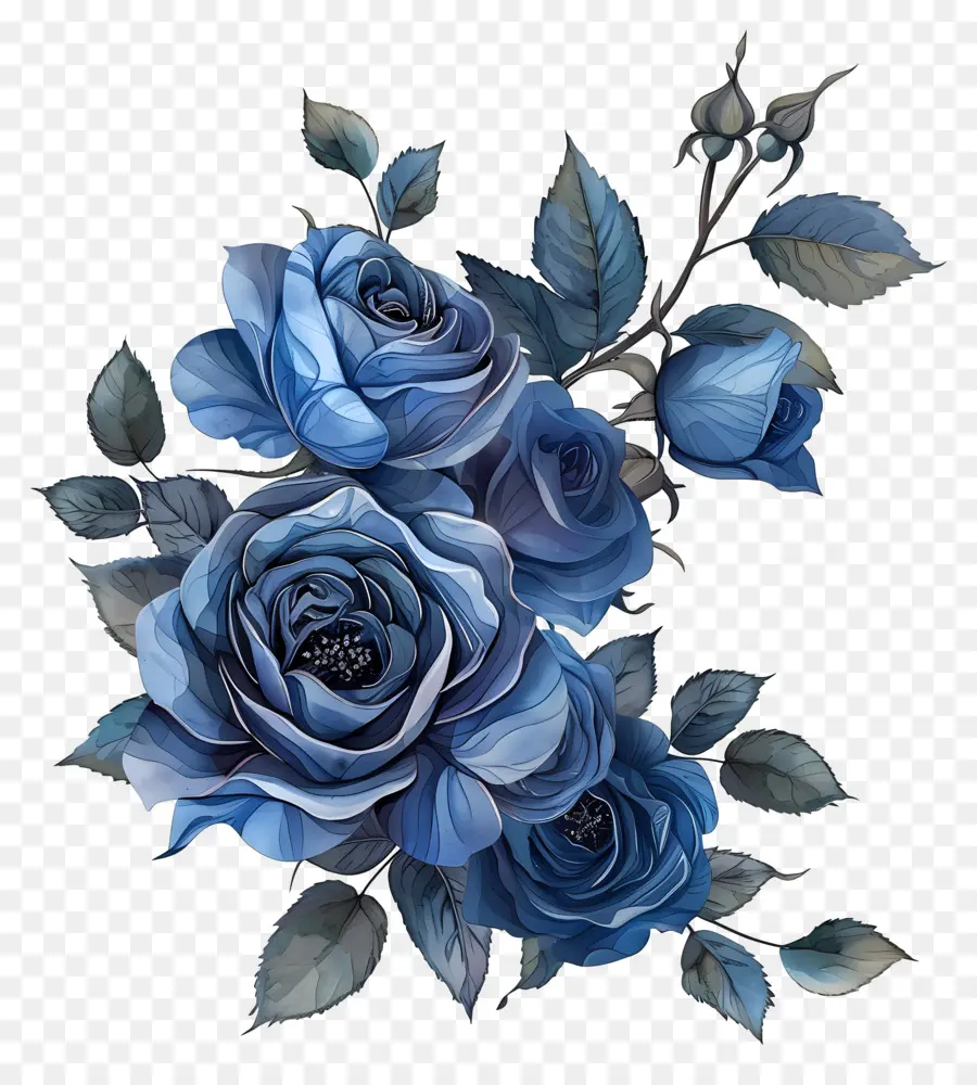 Rosas Azuis，Rosas Azuis Escuras PNG