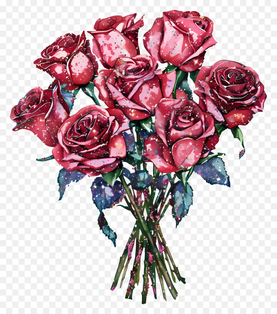 Buquê De Rosas Glitter，Rosas Vermelhas PNG