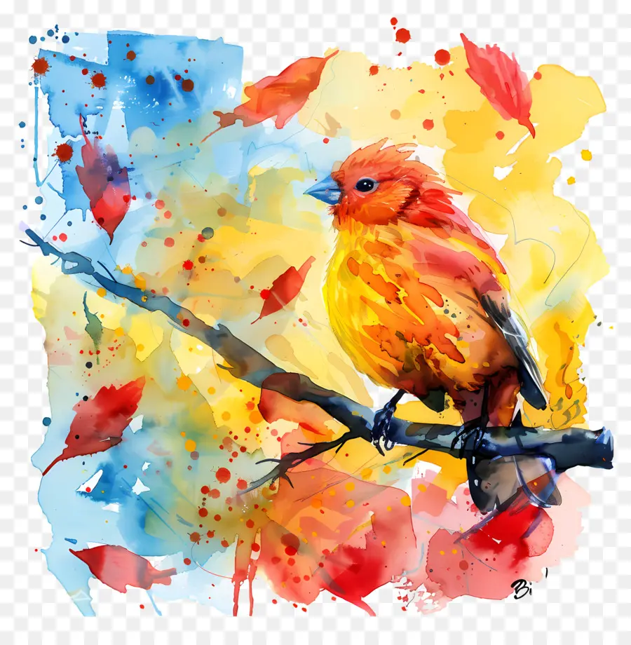 Pássaro Dia，Pintura Em Aquarela PNG