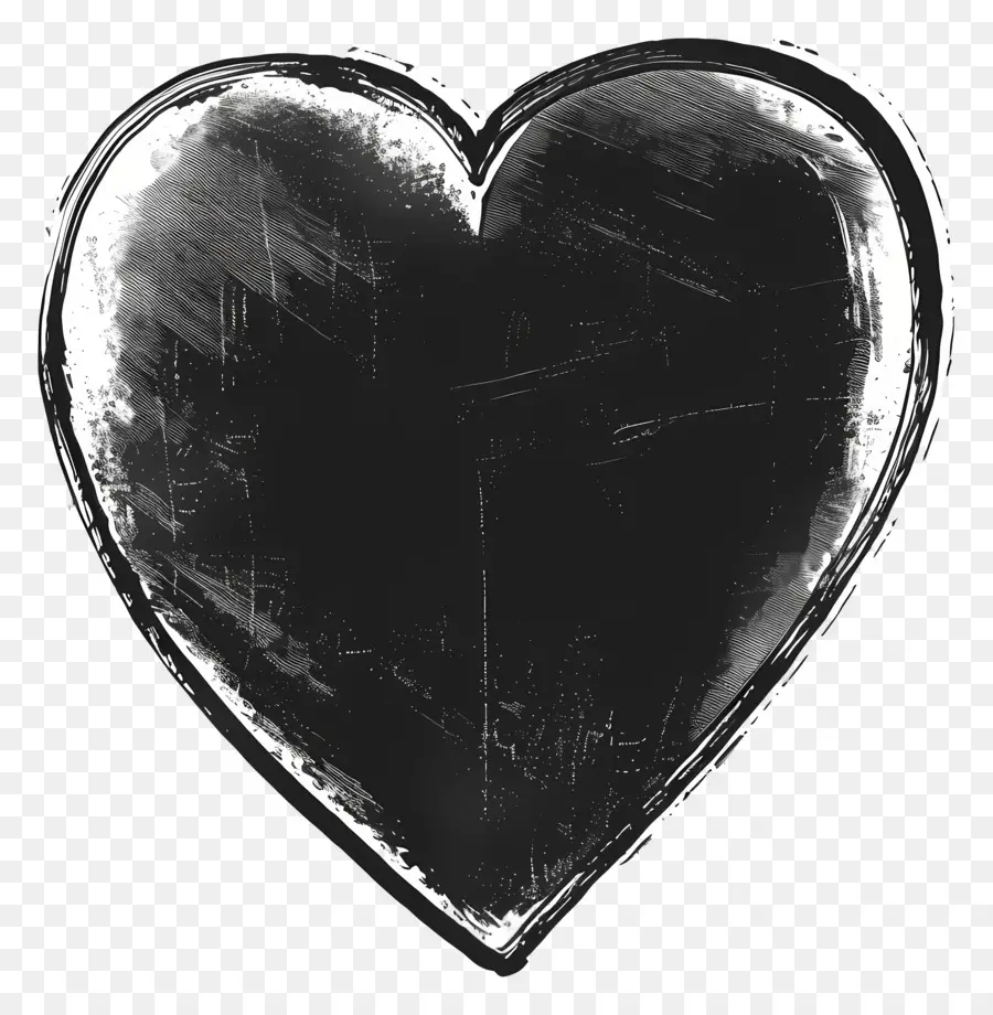 Coração Negro，Arte De Giz PNG