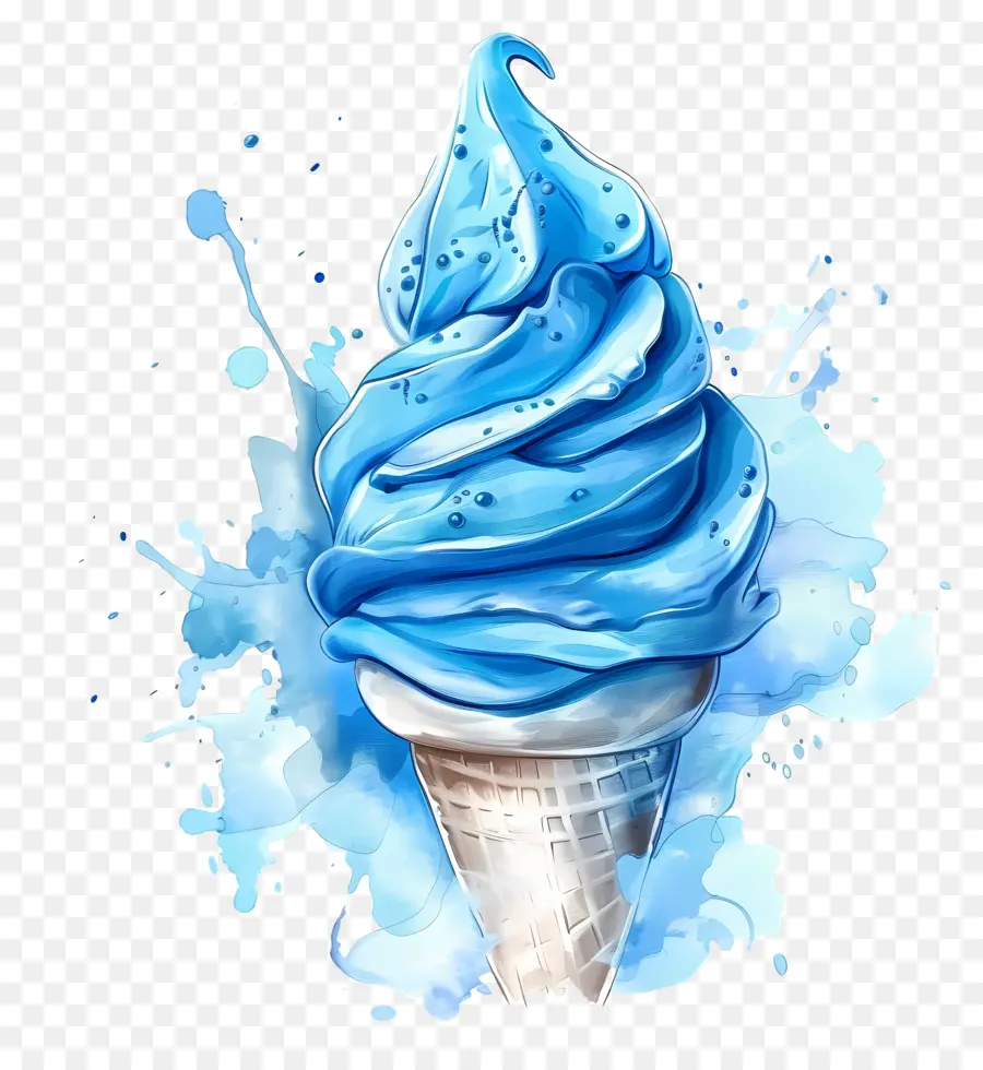 Blue Ice Cream，Pintura Em Aquarela PNG