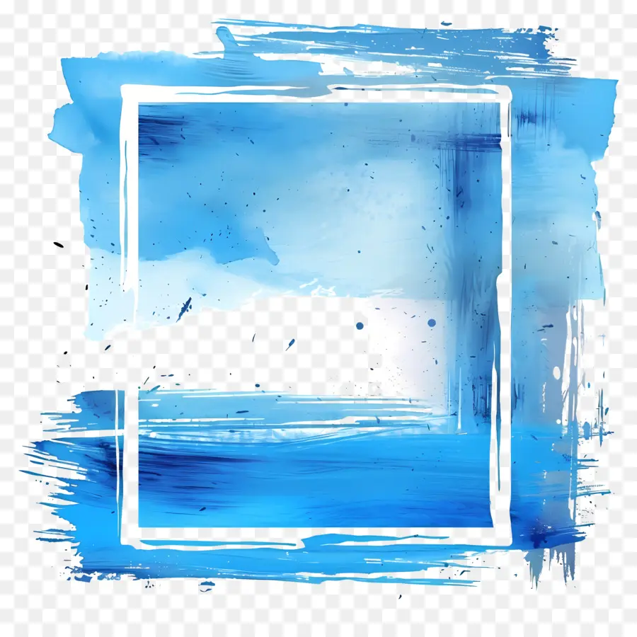 Retângulo Blue Frame，Pintura Em Aquarela PNG
