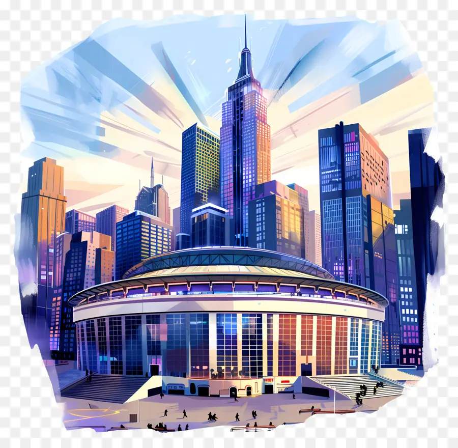 O Madison Square Garden，Horizonte Da Cidade Futurista PNG