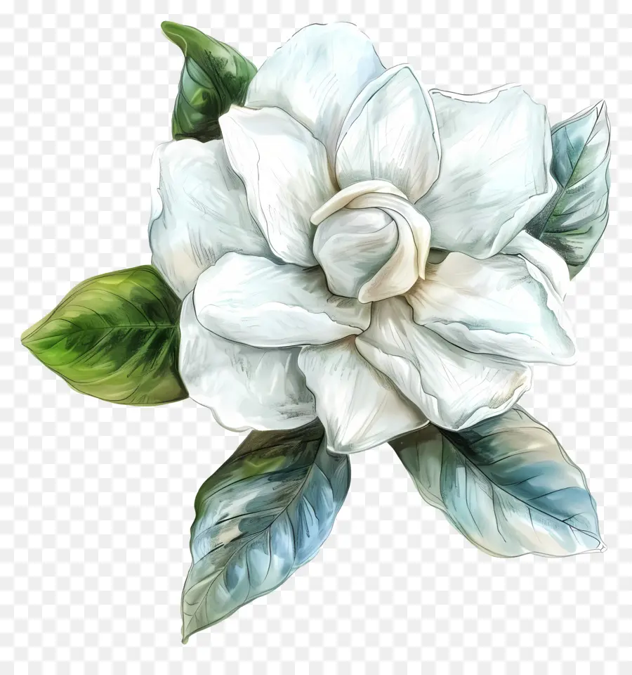 Gardênia Flores，Pintura Em Aquarela PNG