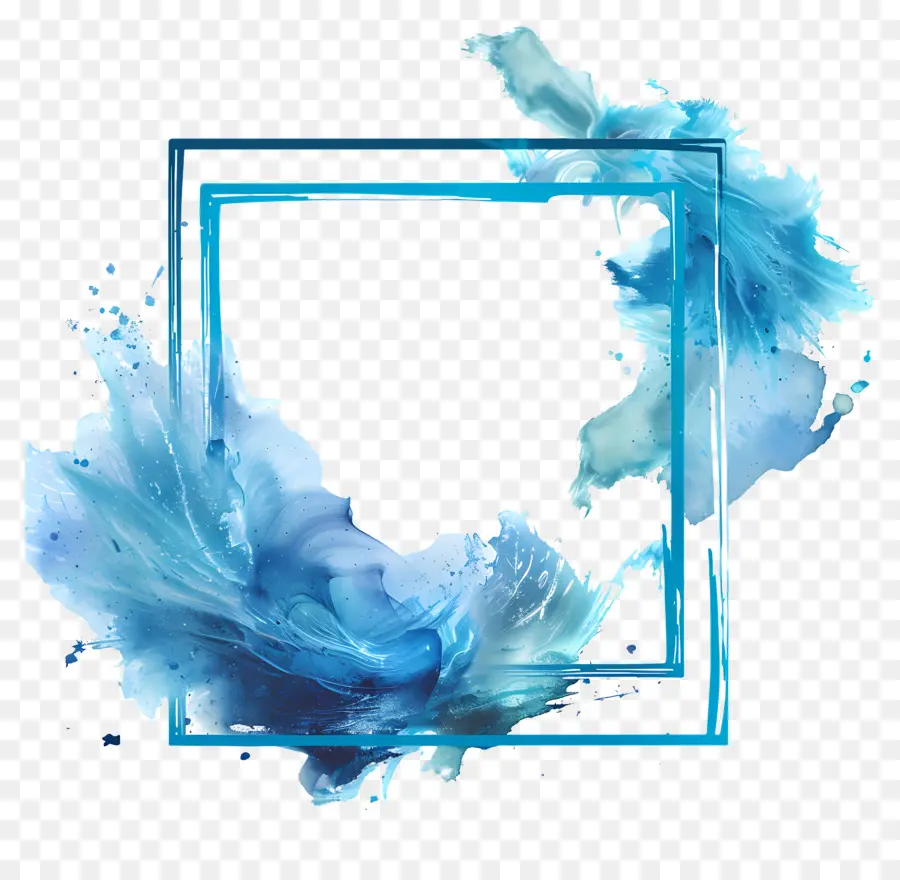 Quadro Azul Quadrado，Arte Da água PNG