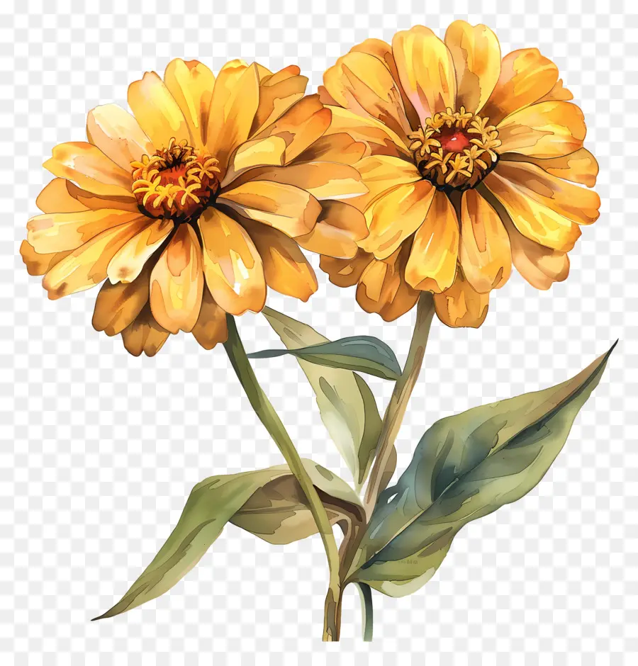 Zinnias Amarelas，Flores Amarelas PNG