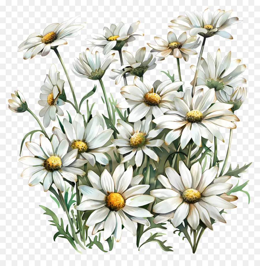 Daisies Brancos，Flores Em Flor PNG