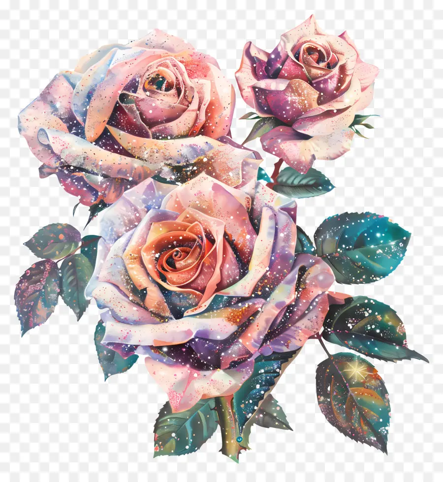 Buquê De Rosas Glitter，Rosas Cor De Rosa PNG