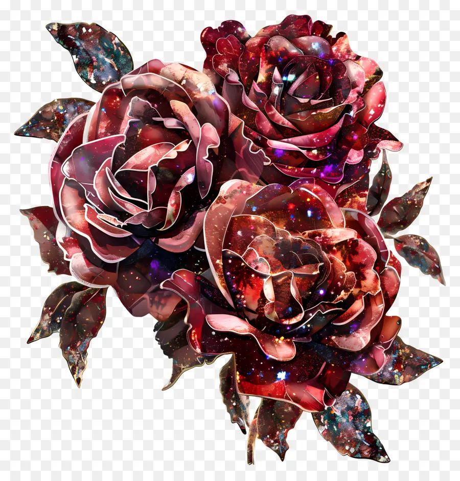 Buquê De Rosas Glitter，Rosa Vermelha PNG