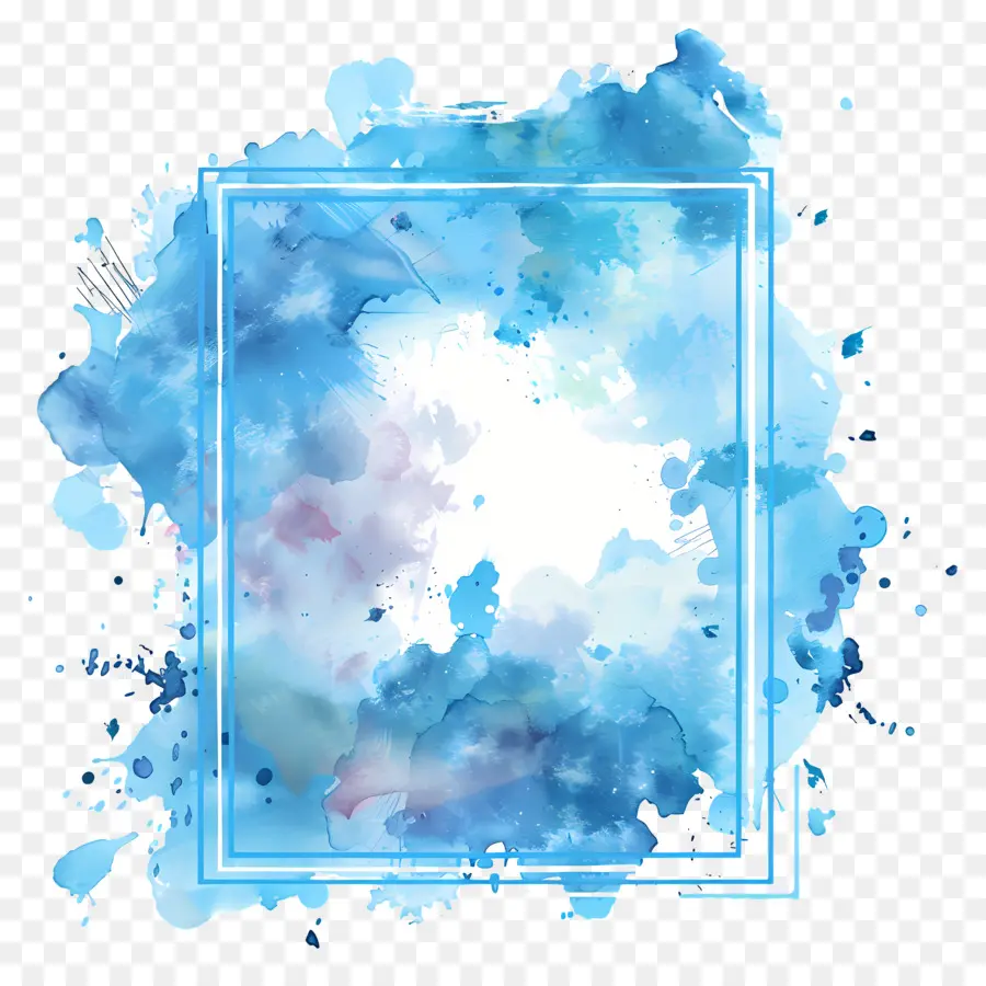 Retângulo Blue Frame，Aquarela Do Quadro PNG
