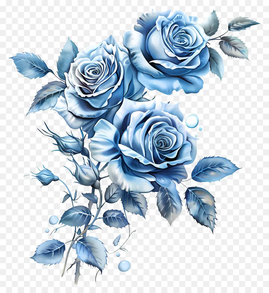 Rosas Azuis，Pintura PNG