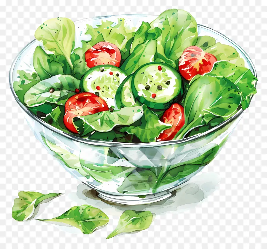 Salada Verde，Pintura Em Aquarela PNG