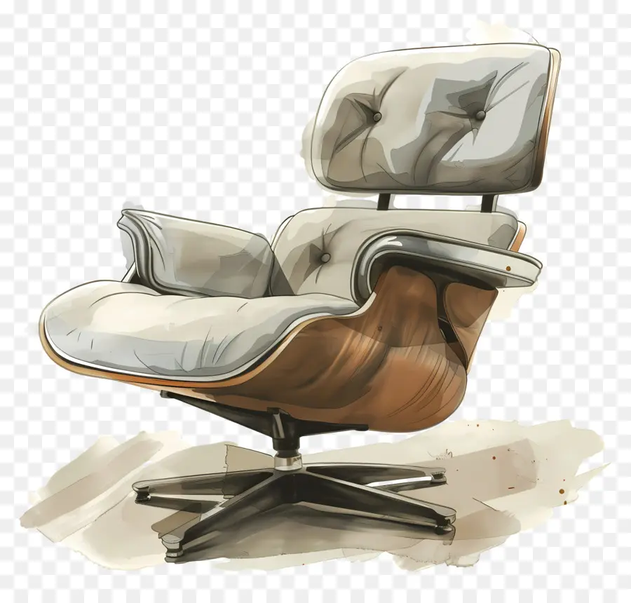 Eames Lounge Chair，Estofamento Cinza PNG