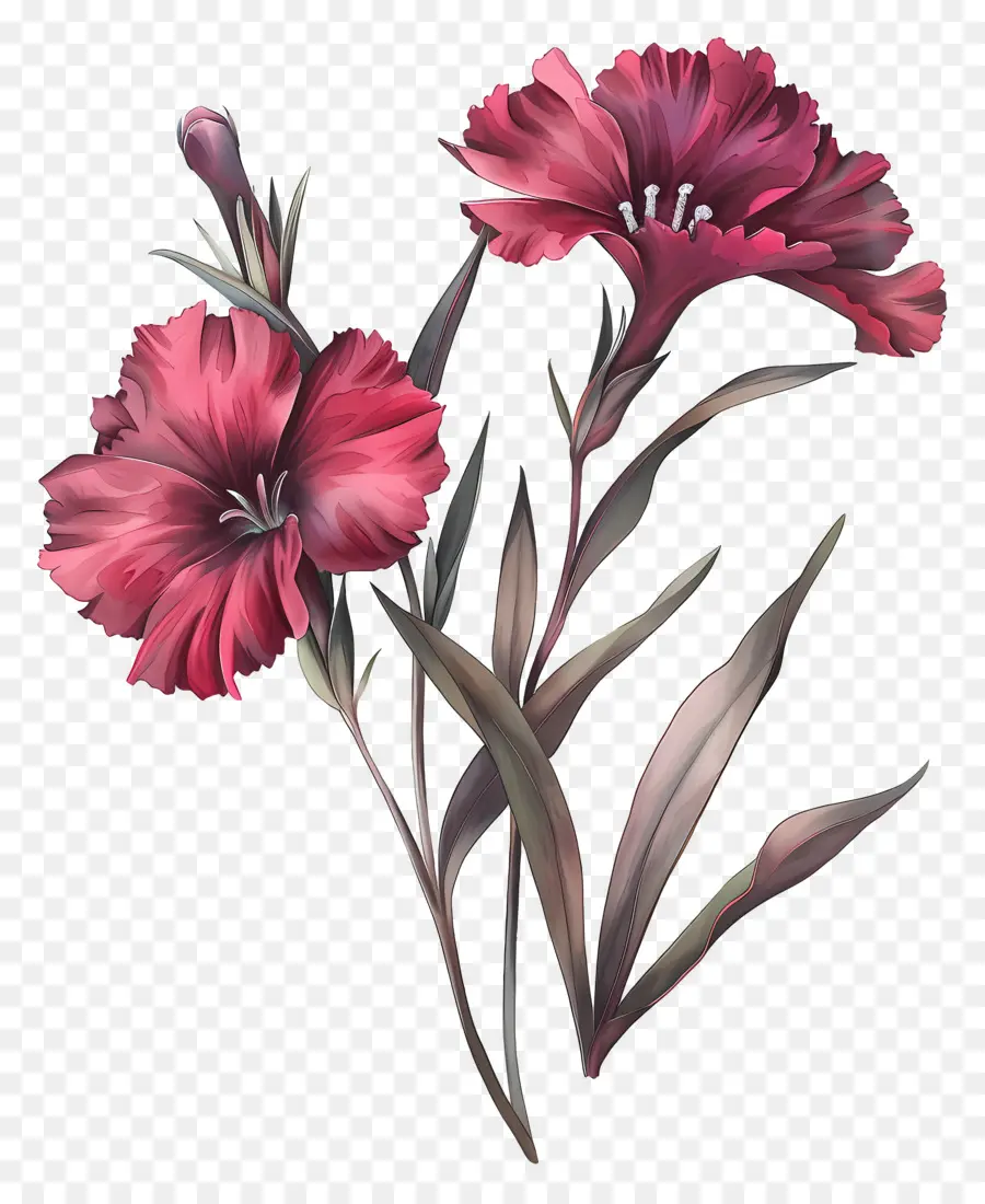 Flor De Dianthus，Pintura Em Aquarela PNG