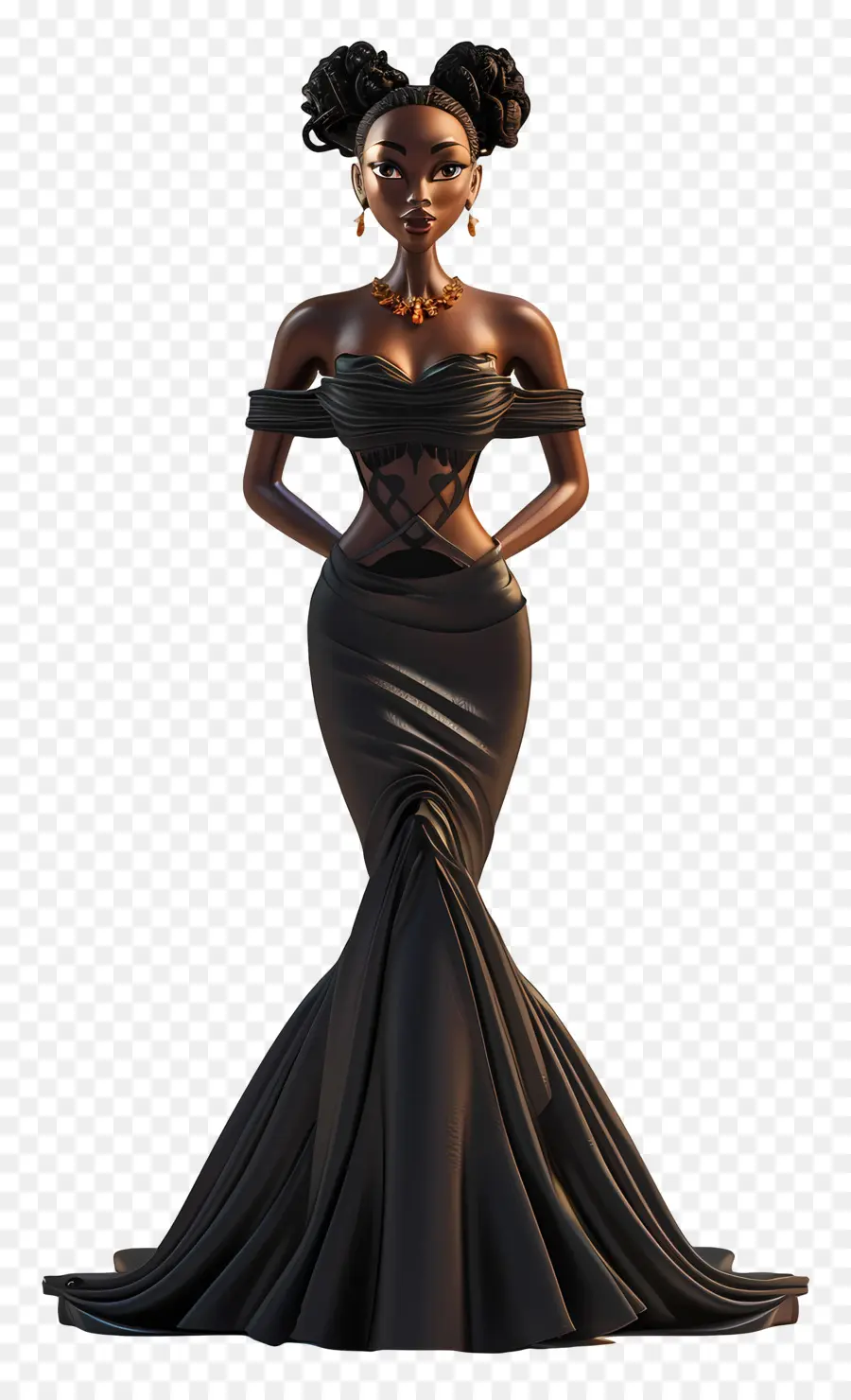 Garota Negra De Vestido，Vestido De Noite Preta PNG