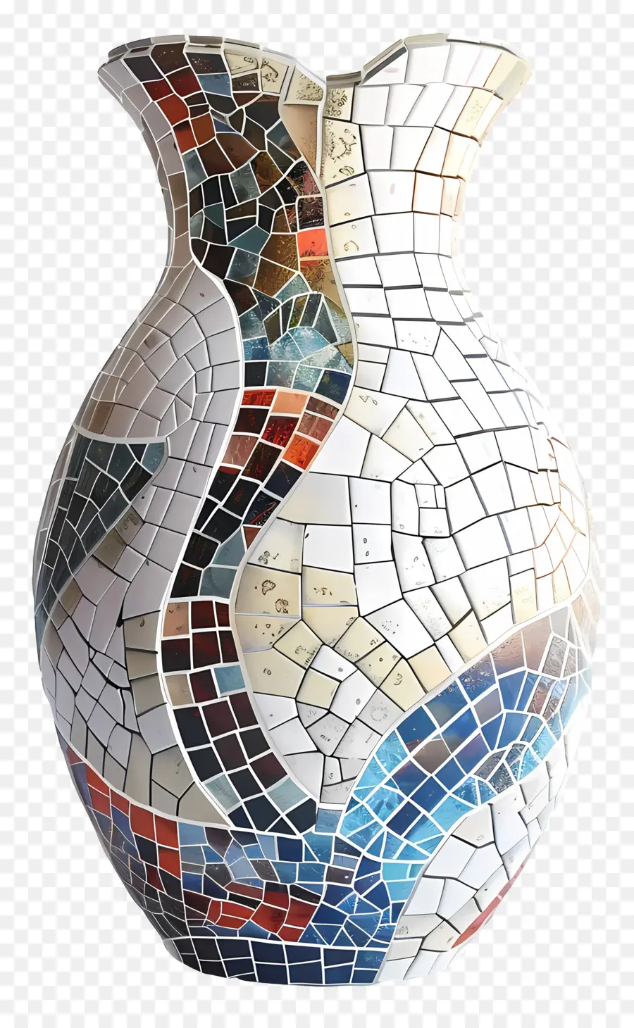 Vasico Em Mosaico，Telhas Coloridas PNG
