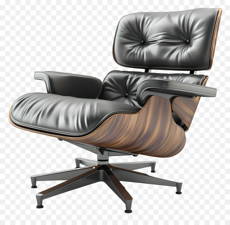 Eames Lounge Chair，Cadeira De Reclinável De Couro PNG