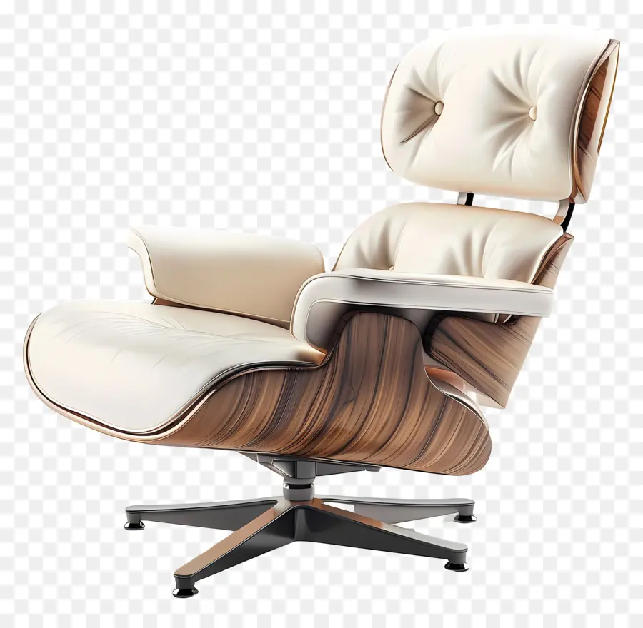 Eames Lounge Chair，Cadeira De Couro Branco PNG
