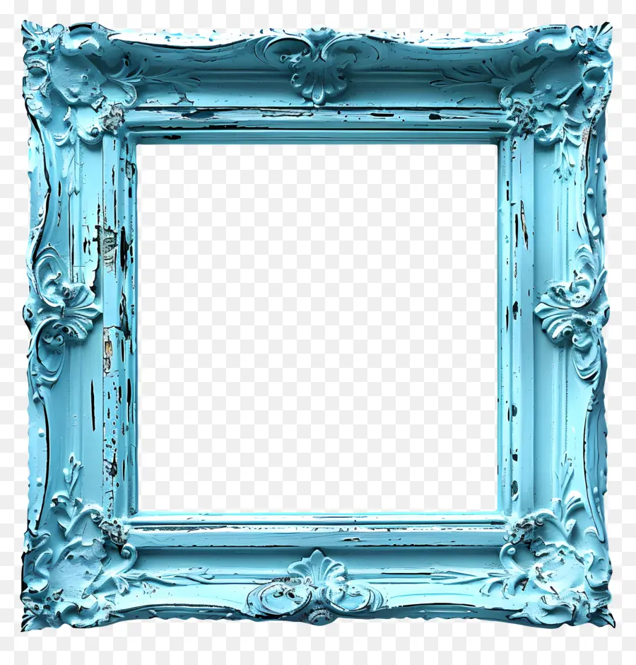 Quadro Azul Quadrado，Moldura Azul PNG