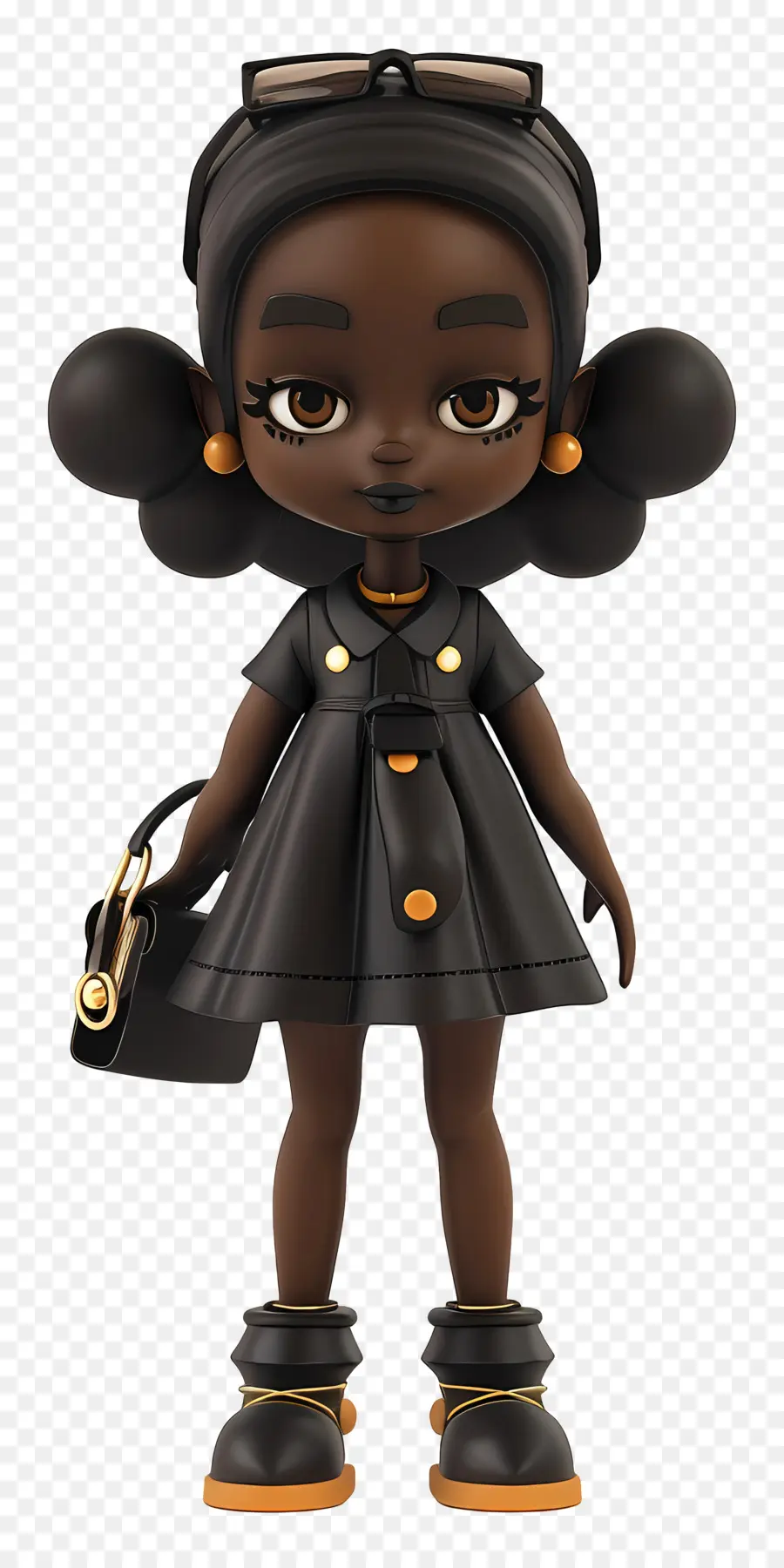 Garota Da Moda Negra，Vestido Preto PNG