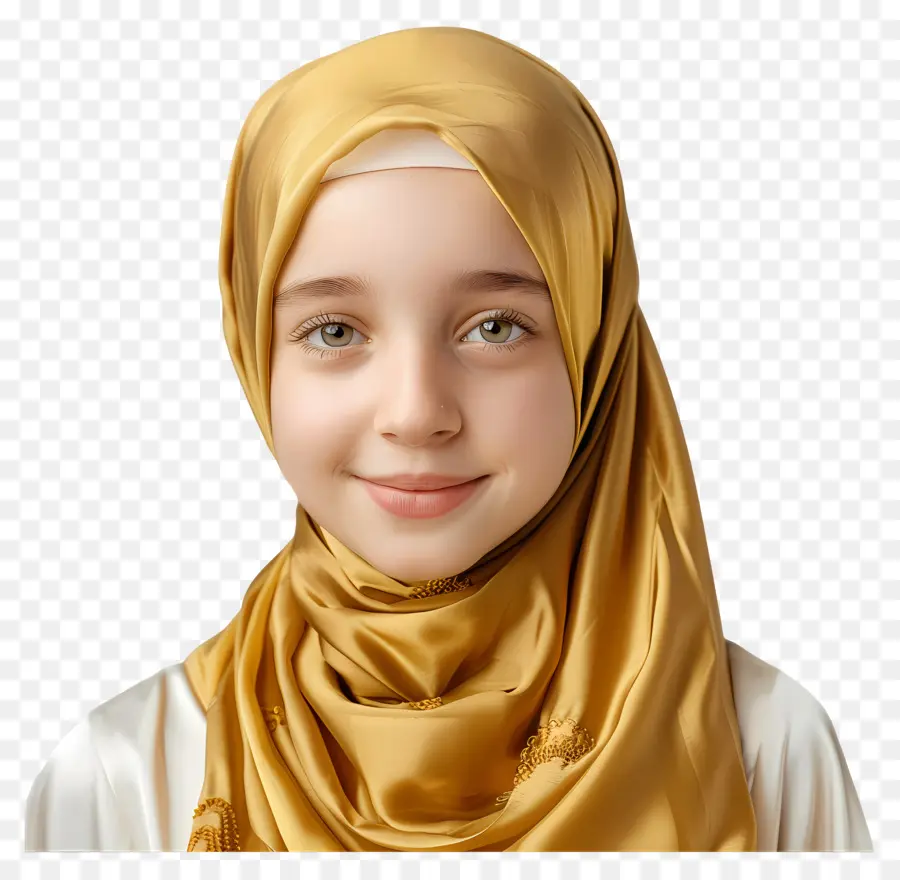 Hijab Dourado，Garota Em Hijab PNG