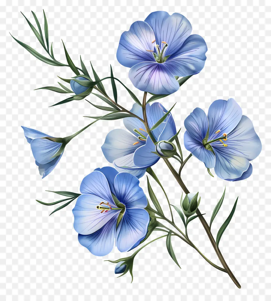 Blue Linho Perene，Pintura De Flores Azuis PNG