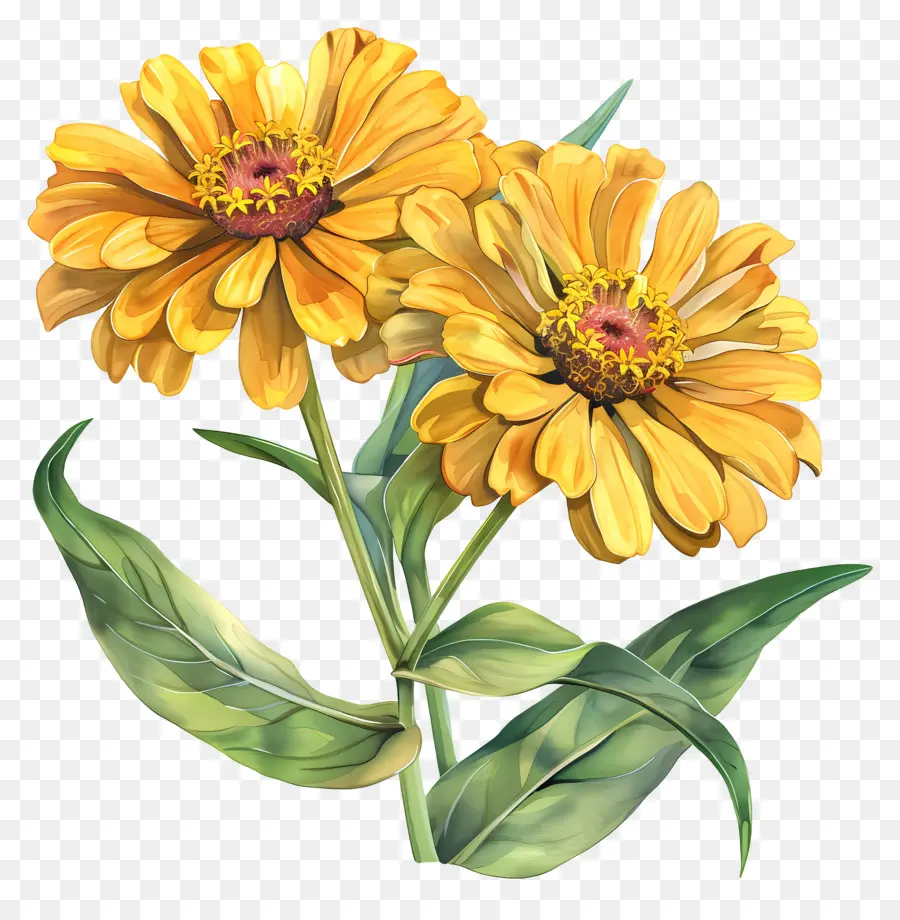 Zinnias Amarelas，Flores Amarelas PNG