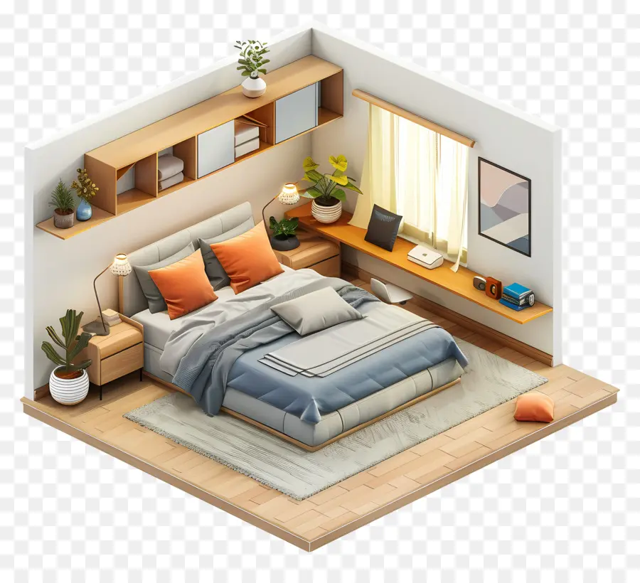 Quarto Com Cama De，Decoração Do Quarto PNG