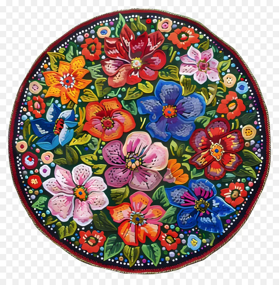Tapeçaria De Crochê，Flores Coloridas PNG