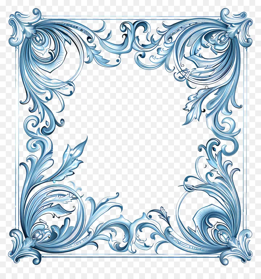 Retângulo Blue Frame，Ornamentado Quadro PNG