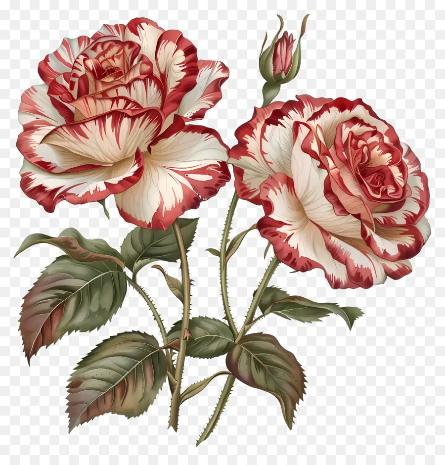Double Delight Roses，Rosas Vermelhas E Brancas PNG