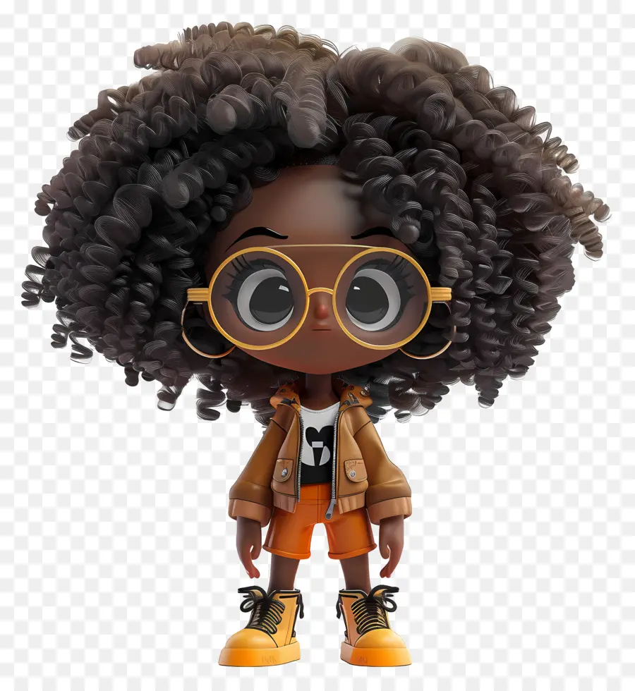 Garota Negra Afro，Personagem De Desenho Animado PNG