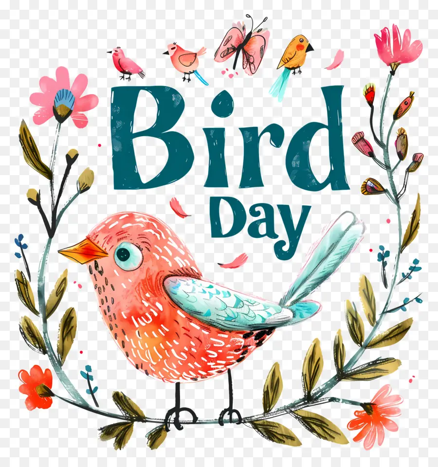 Pássaro Dia，Ilustração Em Aquarela PNG