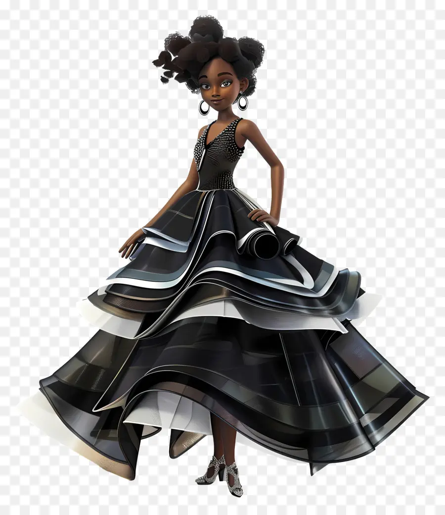 Garota Negra De Vestido，O Preto E O Branco Do Vestido PNG