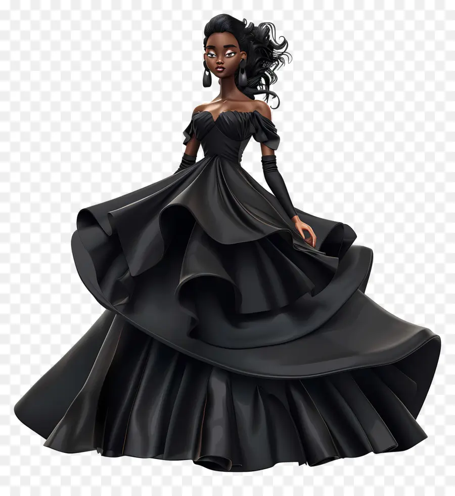 Garota Negra De Vestido，Vestido Preto PNG