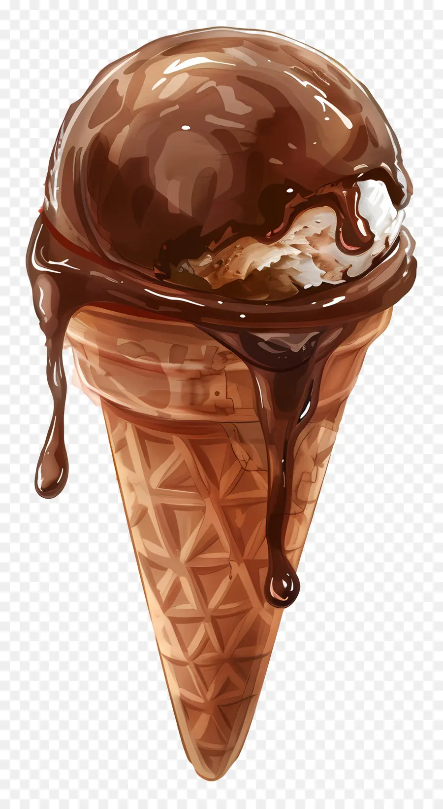 Sorvete De Chocolate，Cone Waffle PNG