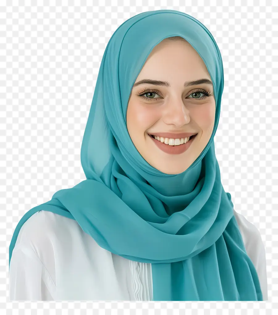 Teal Hijab，Hijab Azul PNG