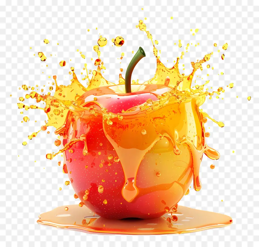 Respingo De Maçã，Maçã Com Suco Splash PNG