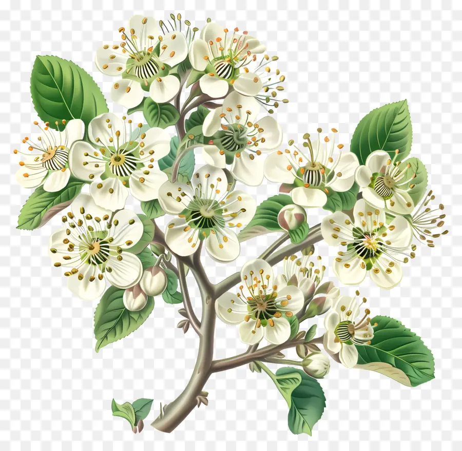 Flor Hawthorn，Flores Brancas PNG