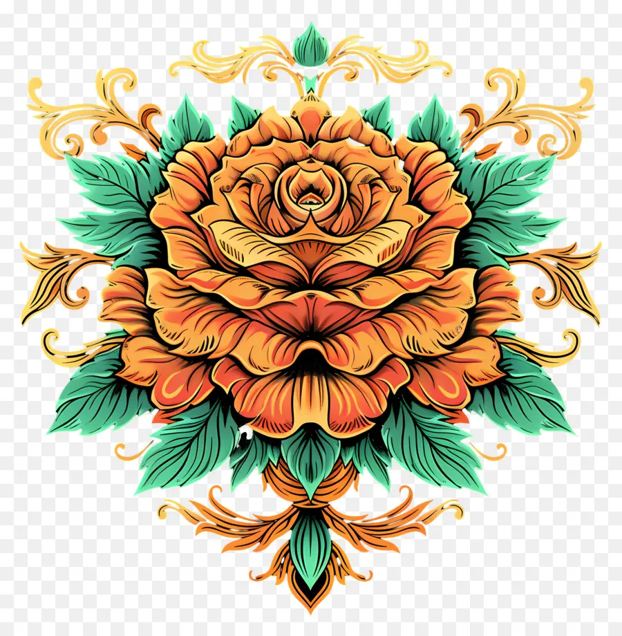 Arte De Linha，Flores Coloridas PNG